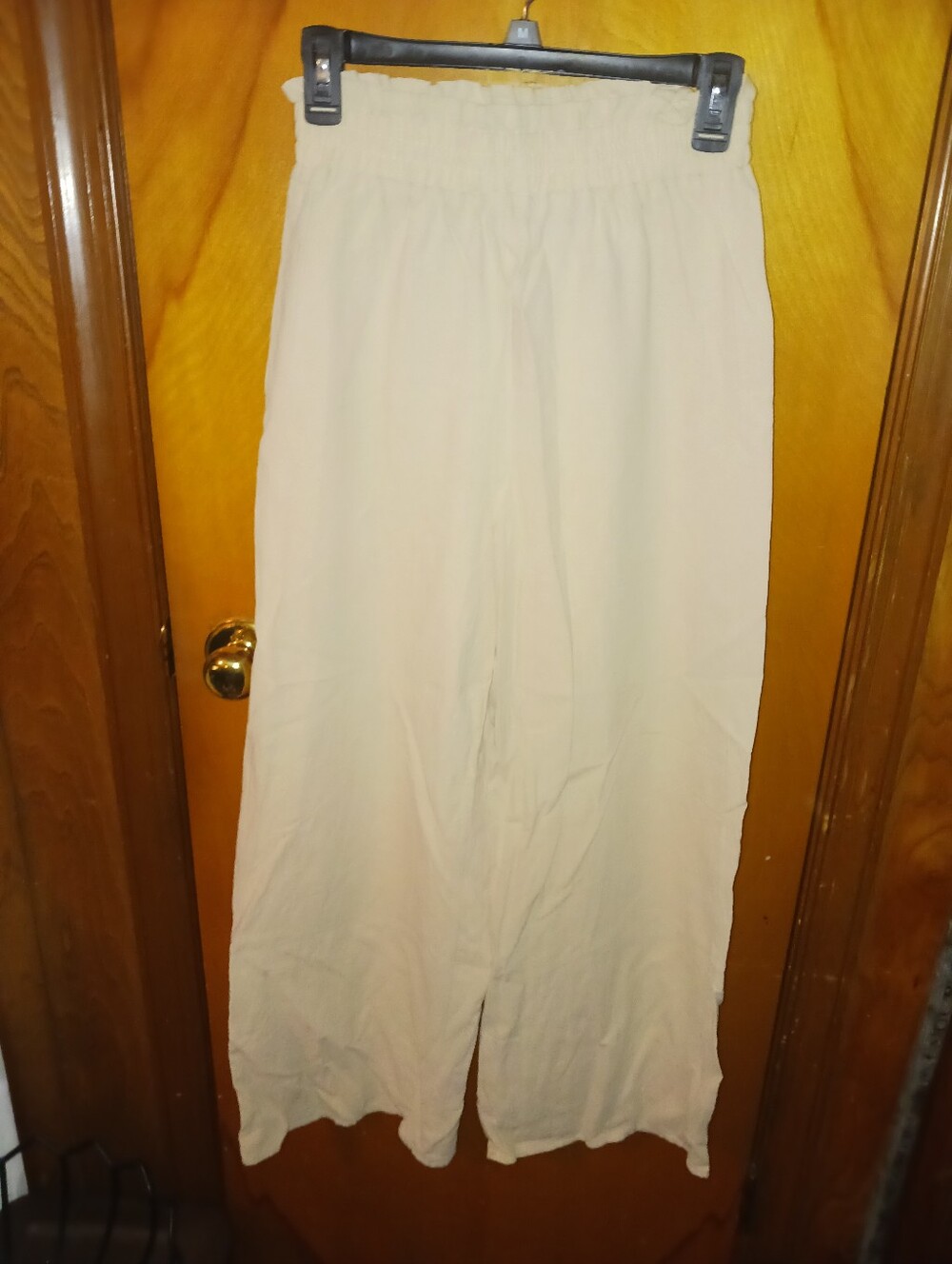 SHEIN Cream Wide-Leg Elastic Waist Ladies Size 4 Pants